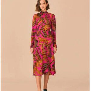 NWT Farm Rio Active Pink Croco Lenzing Ecovero Viscose Slot Midi Dress Size XL